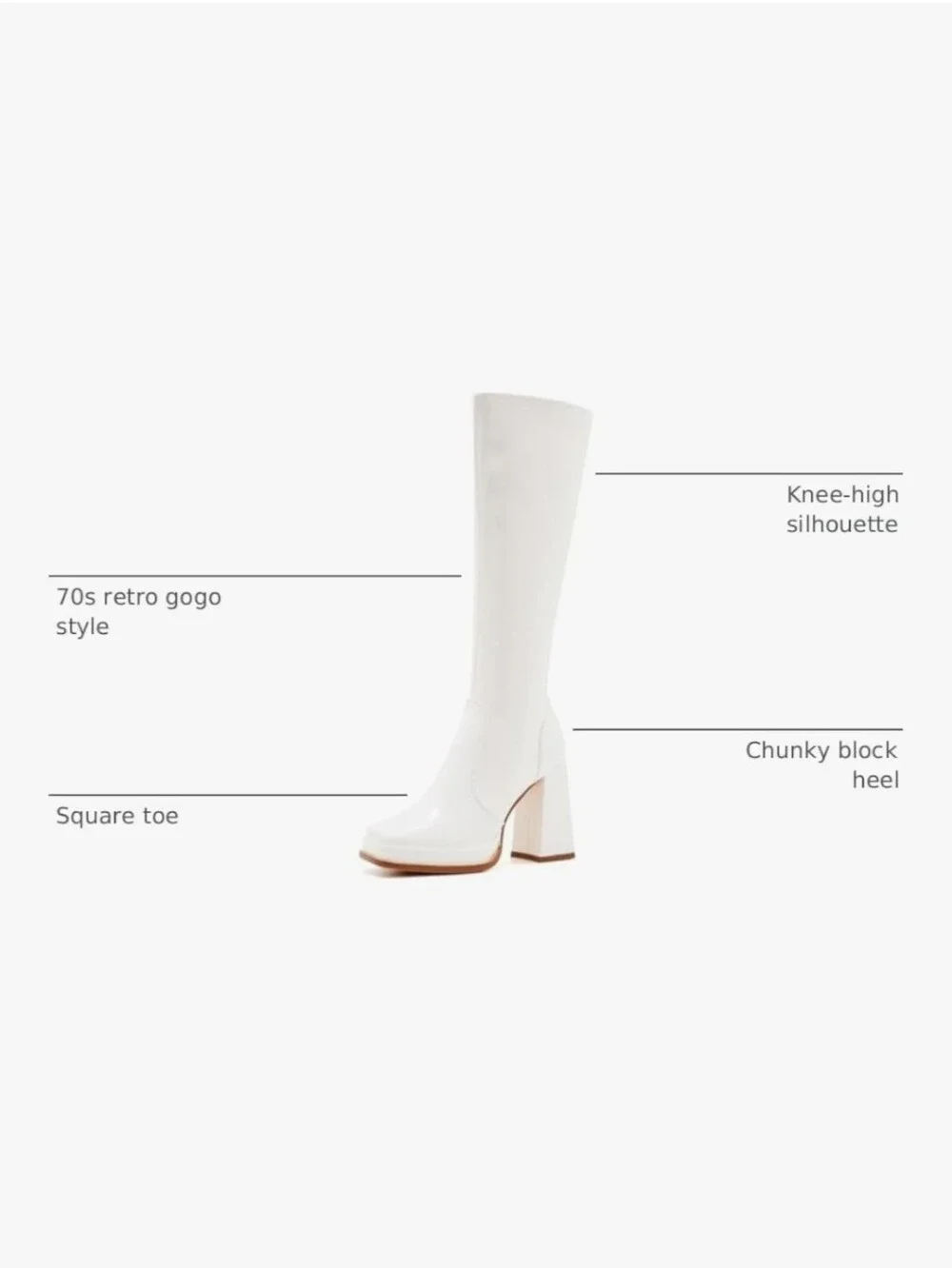 SIZE 11 Wide Calf 70s Gogo Boots for Women – Tall Knee High Square Toe Chunky